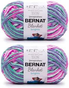 Bernat Blanket Brights 300g Unicorn Brights Yarn - 2 Pack of 300g/10.5oz - Polyester - 6 Super Bulky - Knitting/Crochet Blankets To Crochet, Baby Blanket Yarn, 100 Crochet Stitches, Bernat Yarn, Bernat Blanket, Bernat Blanket Yarn, Crochet Baskets, Soft Baby Blankets, Knitting Gauge