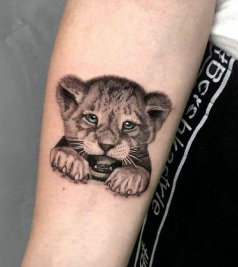 Politician Tattoo Design, Baby Cub Tattoo, Two Cubs Tattoo, Baby Lion Tattoo, Baby Tiger Tattoo, Tiger Cub Tattoo, Tattoos Of Animals, Mama Lion And Cubs Tattoo, Lion Cub Tattoo