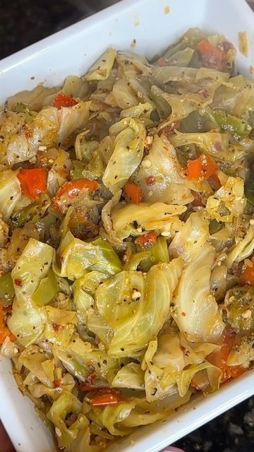 Kels’ on Instagram: "Spicy cabbage Recipe below   Shopping List:  Cabbage head (clean)  Green bell peppers  Red bell peppers  Smoked turkey  Chicken stock  Table blend  Dash Extra spicy  McCormick all purpose  Follow for more recipes ✨   #easyrecipes #cooking #cabbage #spicy #spicyfood #cabbagerecipe #foodie #explore #foodstagram #quickrecipes #fy #fyp #dinner" Chicken Cabbage Recipes, Veggie Heavy Meals, Smoked Cabbage, Cooking Cabbage, Spicy Cabbage, Red Cabbage Recipes, Cabbage Head, Chicken And Cabbage, Cabbage Recipe