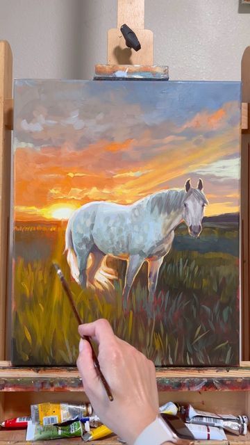 Sarah Dean | Art For Horse Lovers on Instagram How To Paint Horses Step By Step, Horse Art Painting, Painting Of Horse, Art Competition Ideas, Horse Art Drawing, Horse Paintings, Western Paintings, Horse Drawings, Art Competitions