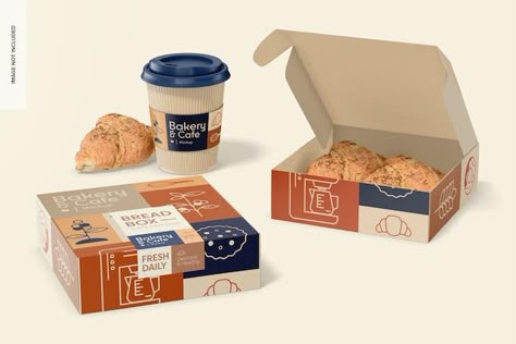 Bread boxes with label mockup, opened an... | Free Psd #Freepik #freepsd #bakery-packaging #box-label #bakery-box #bread-packaging Pastry Box Packaging Design, Cookie Packaging Design, Bakery Mockup, Bread Packaging Design, Food Packaging Boxes, Food Label Sticker, Pastry Packaging, Photo Graphic Design, Modern Bakery