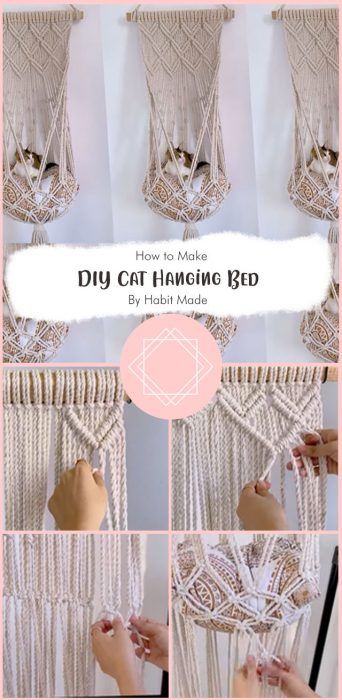 Macrame Hanging Cat Bed Free Pattern Ideas - Carolinamontoni.com Macrame Cat Hammock Free Pattern, Diy Macrame Cat Bed Free Pattern, Diy Hanging Cat Hammock, Macrame Cat Hammock Pattern Free, Moon Macrame Diy, Macrame Cat Bed Free Pattern, Macrame Cat Hammock Tutorial, Macrame Hanging Cat Bed, Cat Hammock Pattern