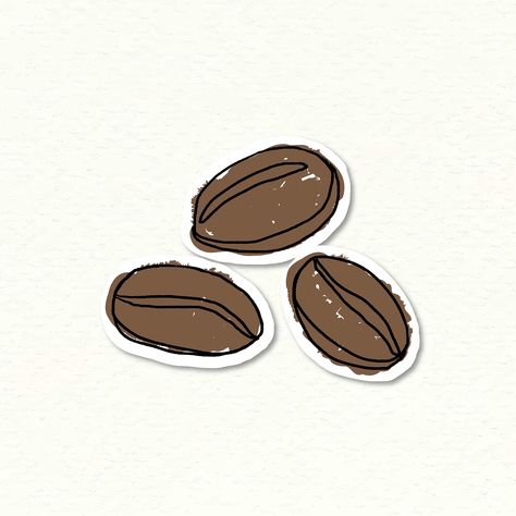 Coffee Bean Sticker, Coffee Beans Aesthetic, Coffee Stickers Aesthetic, Coffee Stickers Printable, Stickers Cafe, Cafe Stickers, Stickers Notes, Coffee Sticker Design, Doodle Journal