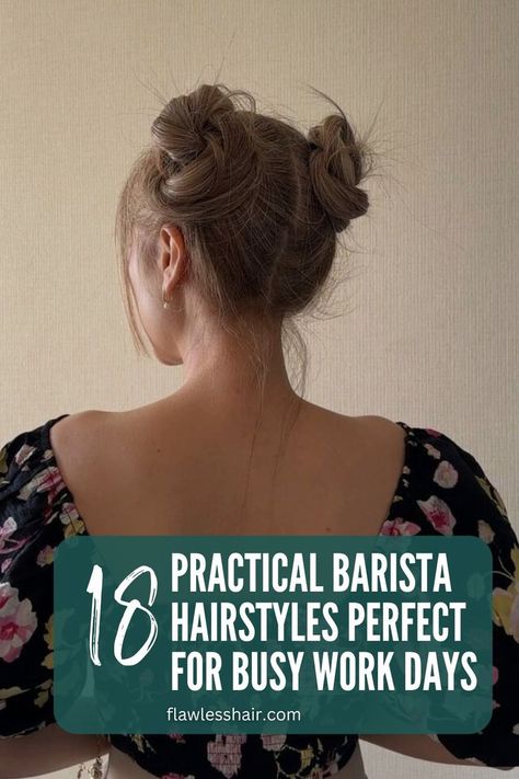 Space Buns Cute Barista Hairstyles, Barista Hairstyles, Easy Work Hairstyles, Easy Bun, Space Buns, Work Hairstyles, Buns, A Smile, Cute Hairstyles