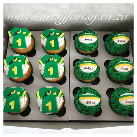 Springbok Rugby Cupcakes #springbokrugbycupcakes Rugby Cupcakes Ideas, Rugby Snacks, Springbok Rugby Party, Rugby Party Ideas, Rugby Cupcakes, Rugby Cake, Rugby Party, Rugby Birthday, Kids Birthday Cupcakes