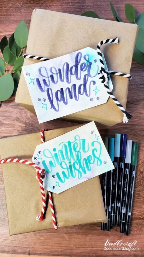 Handwritten Gift Tags, Watercolor Gift Tags, Letter Gifts, Watercolour Gift, Gift Giving, Gift Wrap, Hand Lettering, Gift Tags, Holiday Gifts