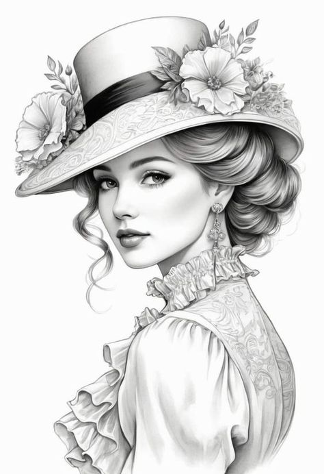 Beautiful Pencil Sketches, Grayscale Art, 35 Years Old, Adult Coloring Books Printables, Sketching Art, Pencil Sketch Images, Coral Sea, 얼굴 그리기, Fashion Illustration Vintage