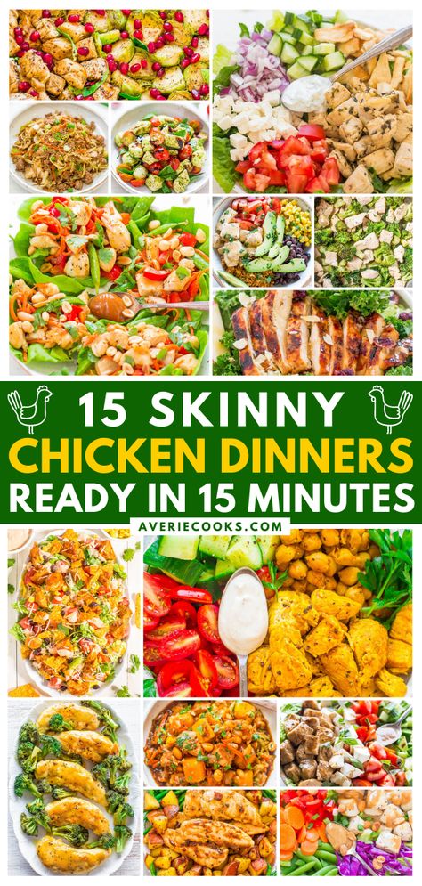 15 Skinny Chicken Dinners Ready in 15 Minutes, healthy dinner recipes Low Calorie Chicken Dinner, Low Calorie Chicken Recipes, Low Fat Chicken Recipes, Low Fat Dinner Recipes, Low Calorie Recipes Dinner, Low Fat Chicken, Low Calorie Chicken, Low Fat Dinner, Low Carb Low Fat Recipes