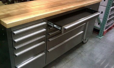 Tool Cabinet Kitchen, Tool Box As Kitchen Island, Tool Box Kitchen Island, Toolbox Kitchen Island, Tool Box Kitchen, Toolbox Kitchen, Rh Kitchen, Cradle Woodworking Plans, Garage Storage Units