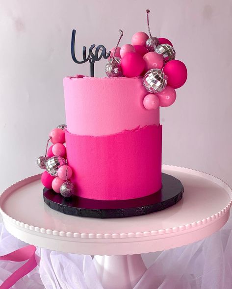 Disco balls and glitter cherries! 🌟🍒 This cake has captured my heart and become a top favorite. Adoring the beauty in simplicity with this stunning creation. 💖 #CakeLove #GlamorousGoodness #BespokeBakery #SammiCakes #cake #birthday #party #dancing #disco #discoballs #pink #classic #gifts #cakedecor #fauxballs #glitter #maraschinocherries #glittercherries #glitter #sparkle #capetowncake #cakesofinsta #cakeoftheday #cakestagram #capetown #bergvliet #pinelands #thornton Hot Pink Disco Birthday Cake, Pink Disco Cake, Glitter Cherries, Disco Ball Cake, Rip 20s, Nye 2024, Disco Cake, 40th Cake, 10 Birthday Cake