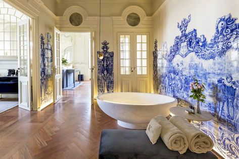 An insider's guide to the best boutique hotels in Lisbon, including the top places to stay for stylish restaurants, trendy bars and romantic bedrooms. Blue And White Tiles, Lisbon City, Portuguese Tile, Romantic Hotel, Best Boutique Hotels, Portuguese Tiles, Hotel Boutique, Five Star Hotel, White Tiles