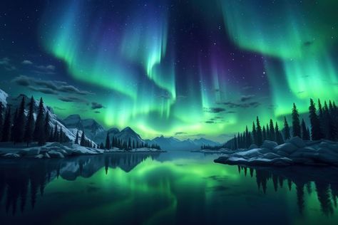 Graphic Design School, Blue Aurora, Fantasy Setting, Light Reflection, Ancient Times, Fantasy Landscape, Scenery Wallpaper, Amazing Flowers, Aurora Borealis