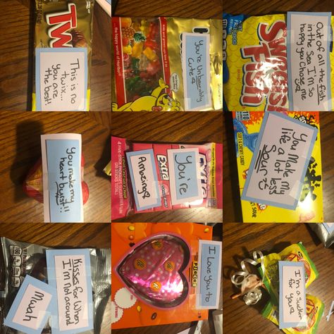 Candy Jokes Gift Ideas, Valentines Gift Candy, Cheesy Gifts, Joke Gifts, Candy Ideas, Creative Gifts For Boyfriend, Sour Candy, Food Out, Themed Gifts