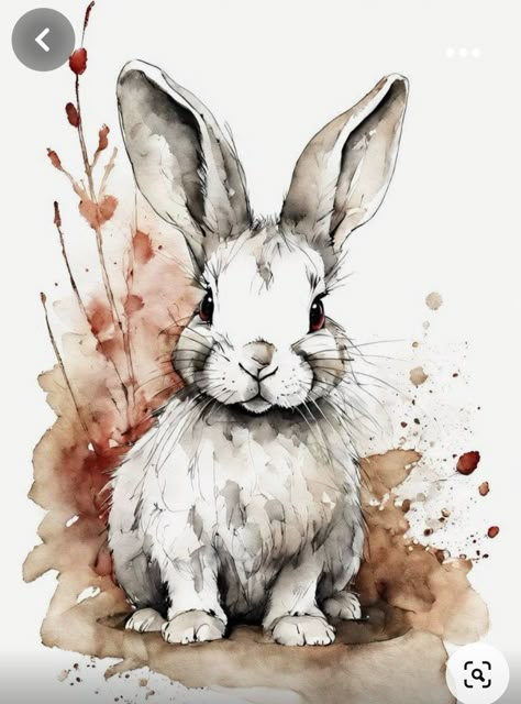 Watercolor Bunnies Easy, Watercolour Animals Easy, Rabbit Painting Easy, Watercolour Rabbits, Bunny Painting Easy, Watercolour Bunnies, How To Draw Cow, Watercolour Bunny, Bunny Artwork