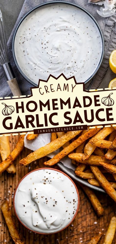 Homemade Garlic Sauce, Bread Chicken, Garlic Sauce Recipe, Homemade Sauce Recipes, Garlic Dip, Homemade Condiments, Condiment Recipes, Marinade Sauce, Gravy Sauce