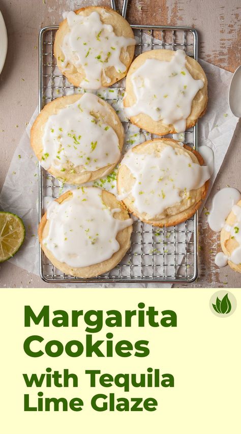 Baking With Tequila, Boozy Cookies, Margarita Cookies, Lime Glaze, Mexican Cookies, Lime Cookies, Summer Eats, Lime Margarita, Cookie Dough Ice Cream