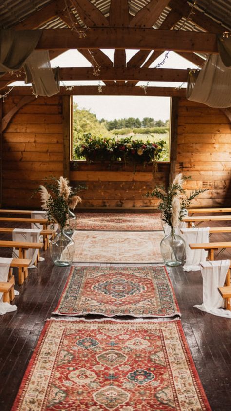 Boho Chic Wedding Aisle, Rug Wedding Aisle, Rug Aisle Wedding, Wedding Aisle Candles, Main Table Wedding, Aisle Candles, Rustic Bohemian Wedding, Bohemian Wedding Decorations, Rustic Boho Wedding