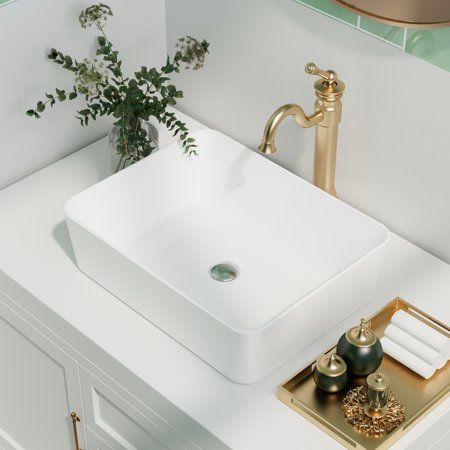 Countertop Basin Bathroom, White Vessel Sink, Rectangular Vessel Sink, Ceramic Bathroom Sink, Rectangular Sink Bathroom, Rectangular Bathroom, Undermount Bathroom Sink, Vessel Sink Faucet, Vanity Basin