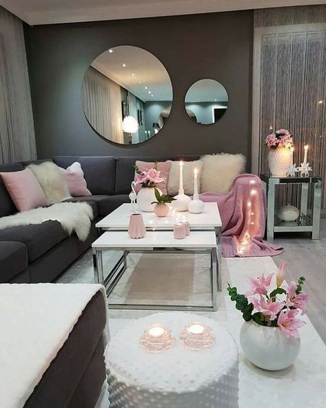 Romantic Living Room, White Living Room Decor, Small Living Room Decor, Trendy Living Rooms, Living Room Decor Cozy, Living Room Decor Apartment, A Living Room, Drawing Room, Apartment Living Room