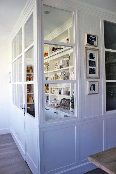 Amazing Kitchen Pantry Ideas Glass Pantry, Perfect Pantry, Farmhouse Pantry, Pantry Room, Pantry Wall, Kitchen Pantry Design, Door Design Interior, Butler's Pantry, Pantry Design