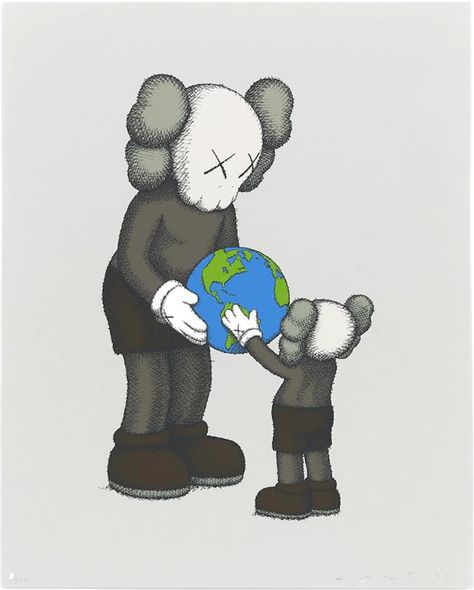 The Promise Silkscreen Print by Kaws- Brian Donnelly Kaws Nails Art Medium, Kaws Custom Pants, Brian Donnelly, Kaws Painting, Kaws Iphone Wallpaper, Kaws Wallpaper, Iphone Wallpaper For Guys, Dark Vador, Graffiti Style Art