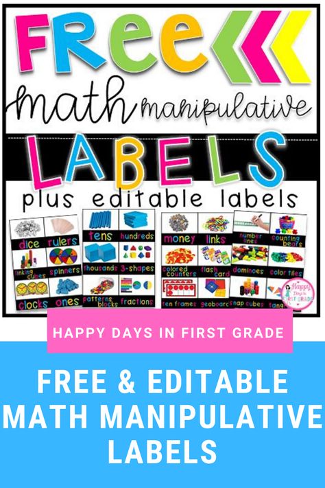 First Grade Math Manipulatives, Organizing Math Manipulatives, Math Manipulatives Organization, Math Manipulative Labels, Math Labels, Special Education Classroom Setup, Math Manipulative, Maths Area, Classroom Schedule