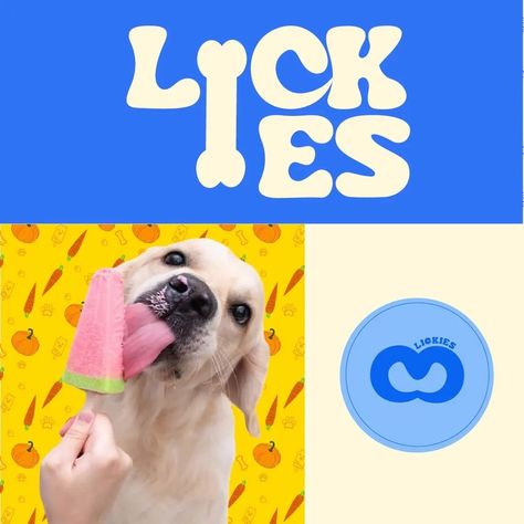 This is Lickies. Lickies is the ultimate go-to ice cream brand for dogs. They supply the tastiest frozen dog treats. My aim for this project was to give it a Paw-friendly and fun visual identity. The ideas for Logo_ The negative space between 'C & K' gives the look of a dog's tongue,🐶 and the first 'I' is in the shape of a bone 🦴 to show the love of dogs and bones. Additionally, it represents the frozen popsicle.🍦 The color palette🎨 is dog-friendly, as dogs can see only a few colors. My i... Brand Logo Ideas, Ice Cream Logo, Frozen Dog Treats, Dog Ice Cream, Ice Cream Brands, Frozen Dog, Dog Logo, Negative Space, Dog Friendly