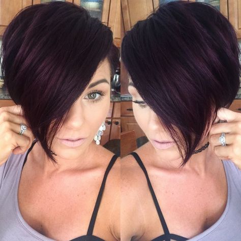 #nothingbutpixies #pixie #shorthair #purplehair #violethair #bob Black Cherry Hair Color, Quick Styles, Black Cherry Hair, Hair Burgundy, Bob Hair Color, Plum Hair, Hair Undercut, Cherry Hair, Short Hairdos