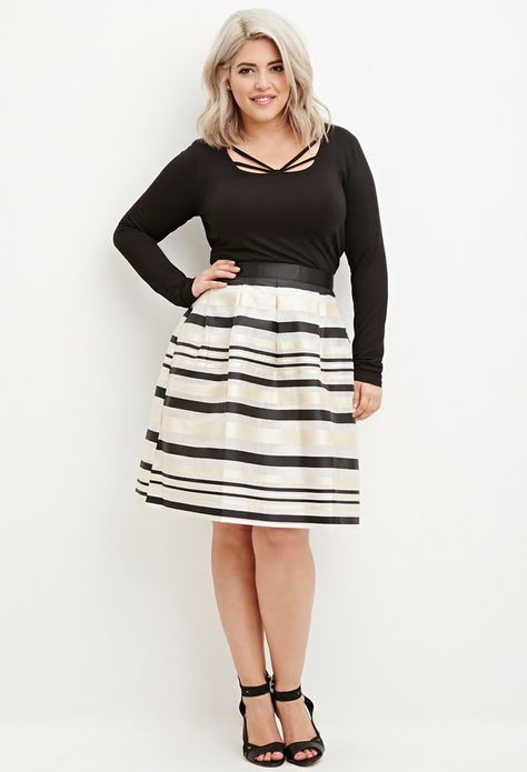 Plus Size Striped Organza Skirt Plus Size Tips, Forever 21 Plus Size, Dresses Guest, Female Dress, Organza Skirt, Professional Attire, Plus Size Fashion For Women, Plus Size Skirts, Plus Size Kleidung