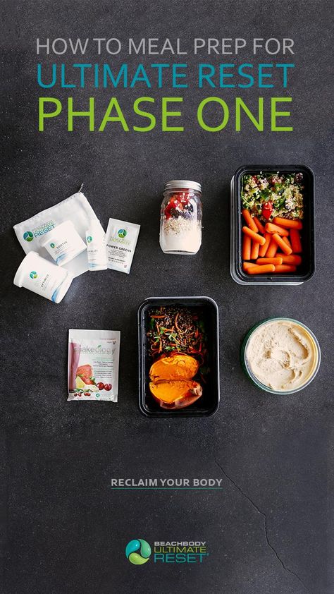 Whether you're looking to get healthy and fit for the first time or you want to take your fitness regimen to the next level, the Ultimate Reset can help support and restore your body so you can reach your goals faster. Click through for a meal prep plan! #mealprep #mealplanning #mealprepideas #healthyeating #ultimatereset Body Reset Diet Phase 1, Ultimate Reset Phase 1, Ultimate Reset Meal Plan, Ultimate Reset Recipes, Reset Meal Plan, Microgreens Salad, Oatmeal Jars, Avocado Lunch, Beachbody Ultimate Reset