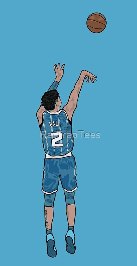 Basketball Players Drawing, Lamelo Ball Drawing, Basketball Painting Ideas, Basketball Animated, Basketball Player Drawing, Lamelo Ball Wallpaper, Nba Drawings, Lamello Ball, Nba Cartoon