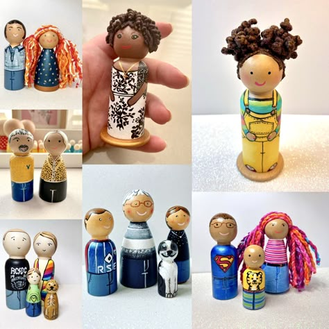 Doll Cake Topper, Wood Peg Dolls, Doll Cake, Doll Set, Peg Doll, Hair Images, Small Pet, Personalize Art, Doll Sets