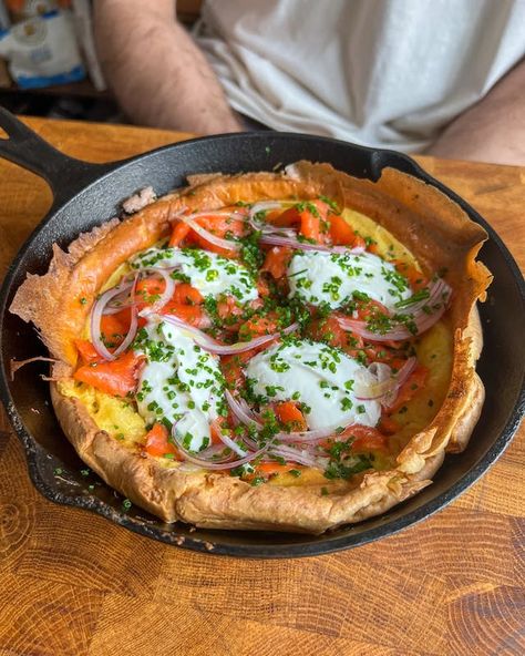 Dutch Pancake Recipe, Dutch Pancakes Recipe, Savory Dutch Baby, Dutch Pancakes, Pasture Raised Eggs, Wild Salmon, Brunch Dishes, Spanish Onion, No Excuses