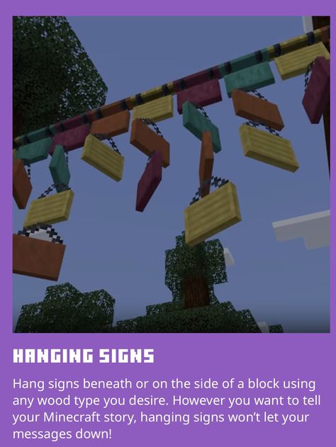 Minecraft Parade Float, Minecraft Signpost Design, Minecraft Festival Ideas, Minecraft Carnival Rides, Minecraft Direction Signs, Minecraft Support Beams, Minecraft Message Board, Hanging Sign Minecraft, Minecraft Sign Post Ideas