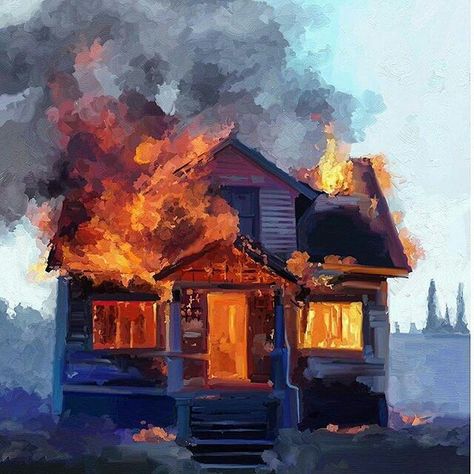 House On Fire, Burning House, Master Paintings, Arte Sketchbook, A Level Art, Ap Art, Sketchbook Inspiration, 판타지 아트, Painting Art Projects