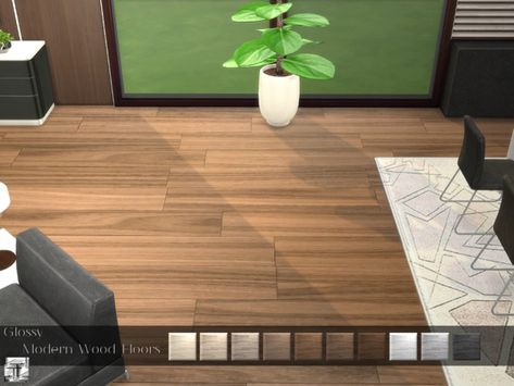 .Torque's Glossy Modern Wood Floor Sims 4 Cc Walls And Floors, Sims 4 Floor, Modern Wood Floor, Sims Interior, Modern Wood Floors, Sims4 House, Wall Types, Mods Sims 4, Furniture Cc