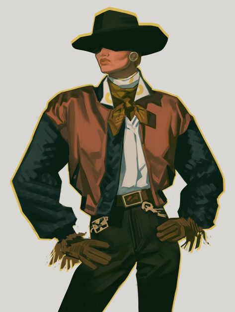 Cowboy Character Design, Cowboy Pants, Cowboy Aesthetic, Cowboy Design, Western Comics, Cowboy Outfits, Cowboy Art, Round Brush, Art Style Inspiration