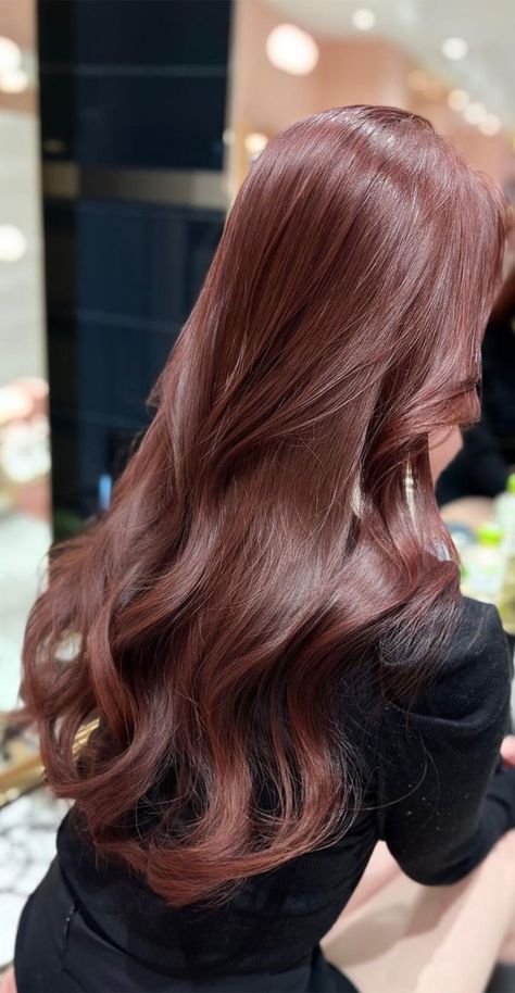 Radish Brown Hair Color, Ruby Brown Hair, Dark Ruby Red Hair Color, Chesnutt Brown Color Hair Straight, Hair Color Coffee Brown, Hair Colour Trend 2024, Best Hair Colour For Brown Skin, Hair Color Ideas For Cool Skin Tones, Hair Color For Yellow Skin Tone