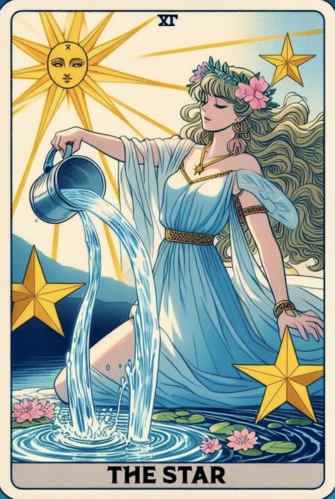 Cute Tarot Cards Art, The Star Tarot Art, Tarot Card Star, The Star Tarot Meaning, Starchild Tarot, The Star Tarot Card, The World Tarot Card, Star Tarot Card, The Star Tarot