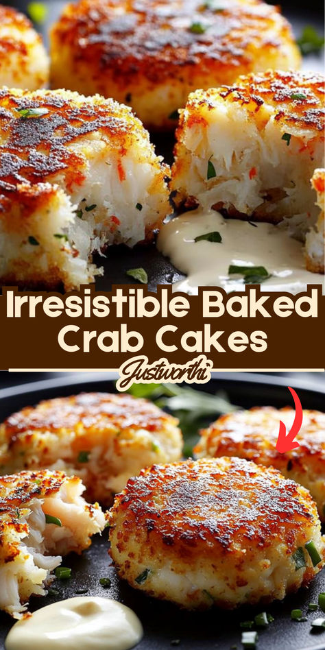 Delight your taste buds with these Irresistible Baked Crab Cakes! Packed with tender crab meat, zesty seasonings, and a golden baked crust, they’re the perfect appetizer or main dish for any occasion. Whether it’s a family dinner, holiday celebration, or special gathering, these crab cakes are sure to impress. Save this recipe to bring coastal flavors to your table with ease! Crab Cakes With Artificial Crab, Easy 2 People Meals, Recipes With Crab Meat Healthy, Crab And Shrimp Cakes Recipe, Steak And Crab Cake Dinner, Dishes With Crab Meat, New England Crab Cakes, What To Do With Crab Meat, Things To Make With Crab Meat