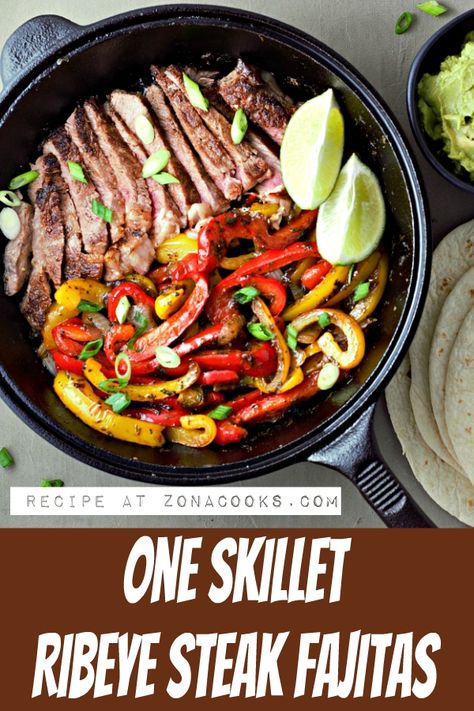 Skillet Ribeye Steak, Fajitas Beef, Steak Fajita Recipe, Meal For Two, Beef Fajitas, One Skillet, Fajita Recipe, Steak Fajitas, Ribeye Steak