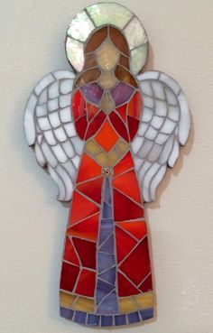 Angel Mosaic Christmas, Christmas Mosaics, Mosaic Portrait, Stained Glass Angel, Mosaic Art Projects, Mosaic Crosses, Mosaic Murals, Glass Mosaic Art, Stained Glass Ornaments