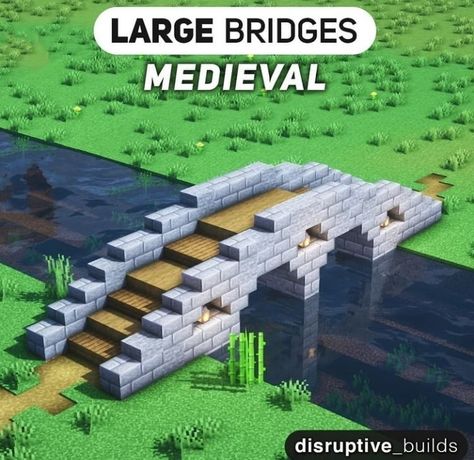 Minecraft Castle Blueprints, Minecraft Bridge, Minecraft Castle Designs, Rumah Minecraft Sederhana, Minecraft Structures, Minecraft House Plans, Bangunan Minecraft, Minecraft Farm, Minecraft Modern