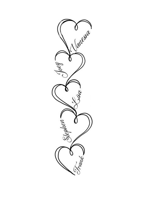 Tattoo Ideas For Neices, Mother Of Five Tattoo, Tattoo Ideas For Childs Birth, Tattoo Ideas Older Female, Heart With Initals Tattoo, Tattoos With Grandkids Names, Mother Of 4 Tattoo Ideas Unique, 4 Daughters Tattoo, Mother Of 6 Tattoo Ideas