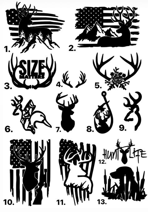 Hunting & Fishing Decals *LEAVE IN NOTES OR PERSONALIZATION BOX (DECAL #NUMBER YOU WANT) IF MULTIPLE DECALS FROM THE SAME LISTING PLEASE PUT *COLOR WANTED BESIDE EACH DECAL #NUMBER  Decals are made with high quality, waterproof & weather proof, self adhesive vinyl. Decal can be applied on any smooth non-porous, clean surface.  Step by Step instructions are in the photos.  I RECOMMEND GLOSS WHITE FOR CAR WINDOWS AND 6" IS THE STANDARD SIZE Decal orders under $25 will ship through regular usps Mai Hunting Tattoo Ideas For Men, Hunting Decals Vinyls, Jager Tattoo, Country Car Decals, Country Decals, Duck Hunting Decals, Fair Shirts, Cricket Stickers, Pop Tattoo