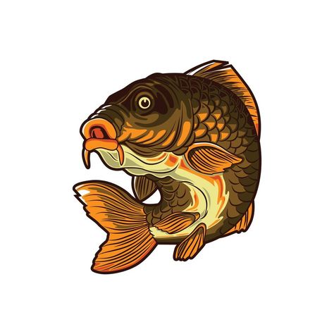 Carp Fish, Fish Vector, Fish Illustration, Vector Illustration Design, Carp Fishing, Fish Design, Fish Art, Carp, Tattoos For Guys