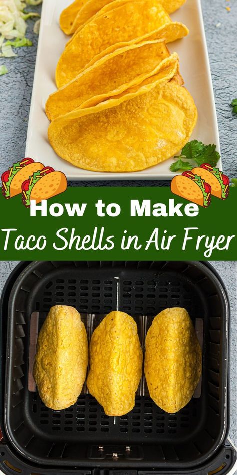 This Air Fryer Taco Shells recipe makes crispy taco shells! They are the perfect addition for taco night or just when you need a quick dinner! Healthy Taco Shells, Oven Taco Shells, How To Make Crunchy Taco Shells, Airfry Taco Shells, How To Bake Taco Shells In The Oven Corn Tortillas, Air Fryer Corn Tortillas For Tacos, Crispy Taco Shells In Air Fryer, Air Fried Taco Shells, Air Fryer Taco Shells Corn