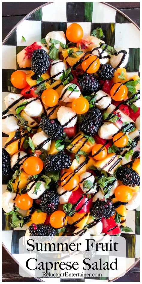 Fruit Caprese Salad, Summer Salads With Fruit, Summer Eating, Fruit Salad Recipes, Summer Dinner, Healthy Salads, Summer Fruit, Fruit Recipes, Summer Salads