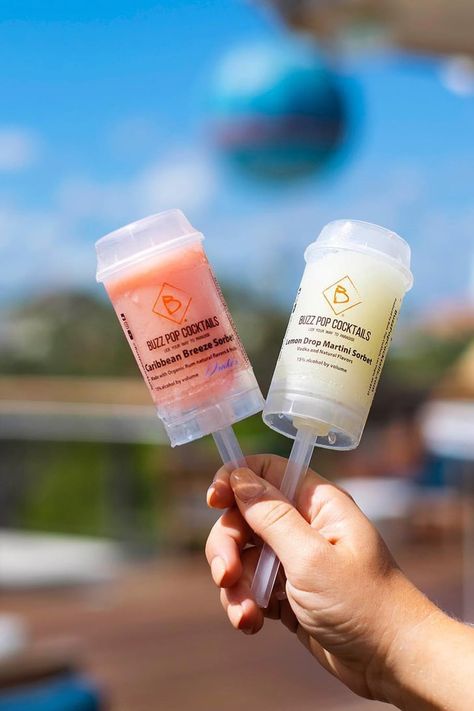 Disney Springs Is Selling Boozy Push-Pops, So Who’s Ready to Get Magically Buzzed? Martini Flavors, Ice Cream Packaging, Lemon Drop Martini, Push Pops, Juice Bar, Food Packaging Design, Ice Pops, Disney Springs, Lemon Drop