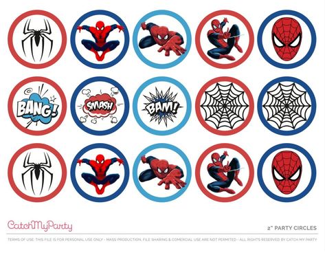 Make your cupcakes a hit by sticking each cupcake topper to a toothpick with a bit of glue or tape. Place them on your cupcakes and watch the magic unfold!See more party ideas and share yours at CatchMyParty.com Spiderman Birthday Printables, Spiderman Cupcakes Ideas, Spiderman Cake Topper Printable, Spiderman Printables, Spiderman Cupcake Toppers, Spiderman Party Supplies, Spiderman Topper, Happy Birthday Spiderman, Spiderman Theme Party